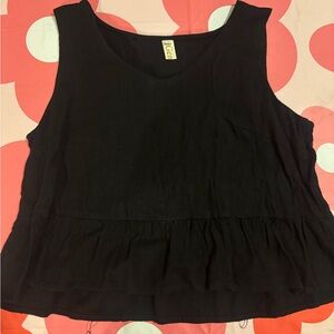 Elegant Black Ruffle Hem Tank Top